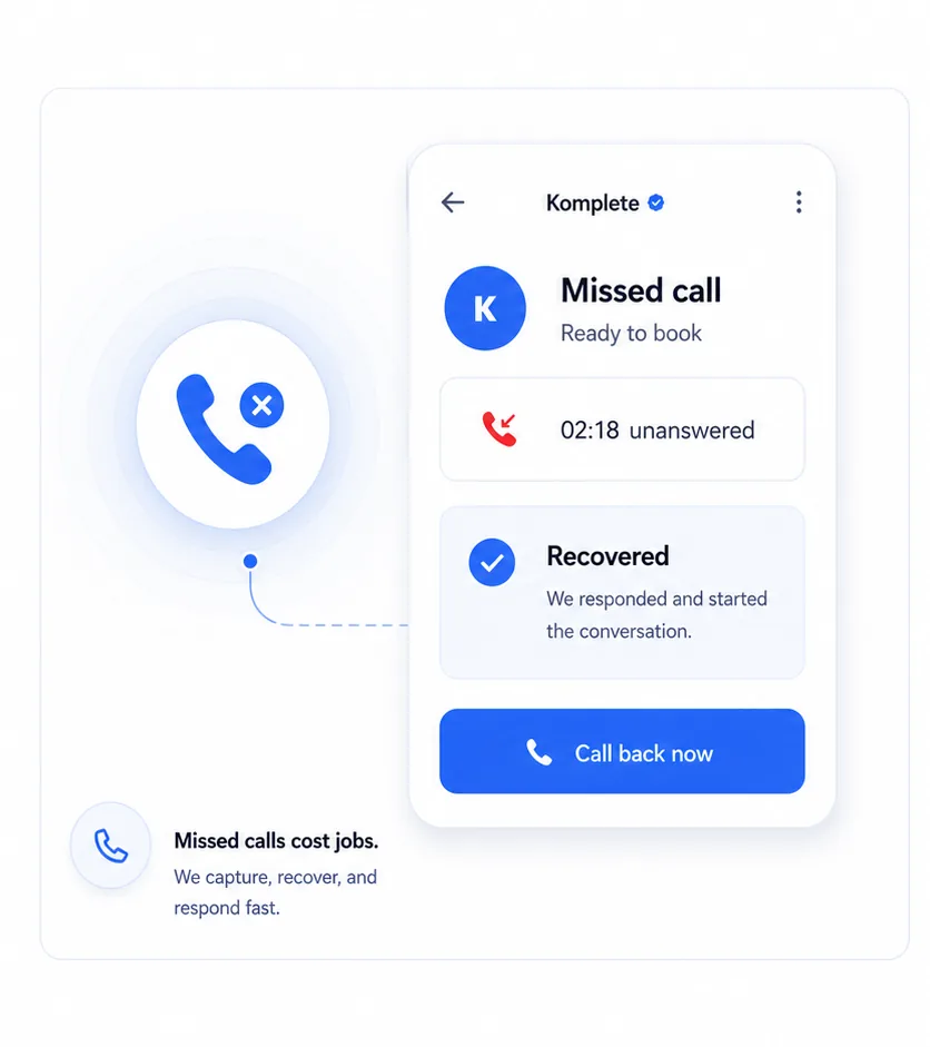Missed call recovery interface visual