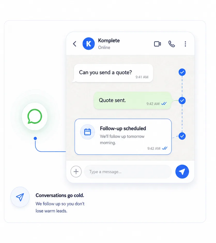 WhatsApp follow-up interface visual